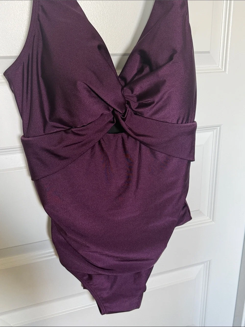 NWT DKNY Plum Twist-Front One-Piece Swimsuit Sz XXL - Picture 4 of 9